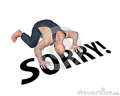 Man Bow Down Saying Sorry Illustration Stock Photo